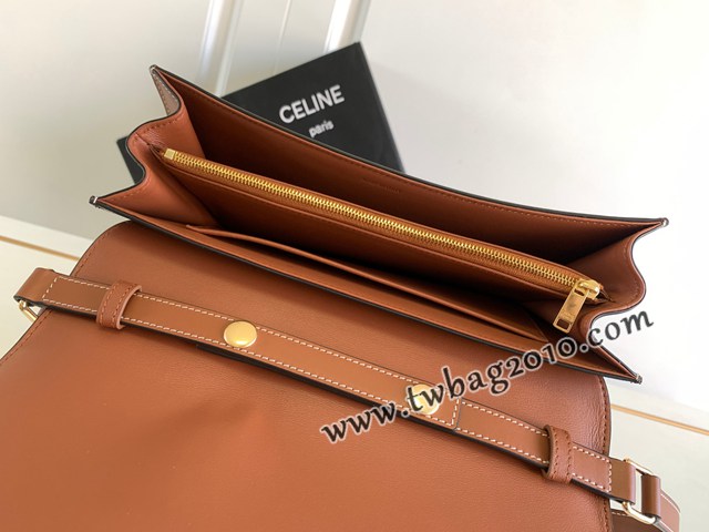 Celine專櫃2023新款TRAPEZE TRIOMPHE標誌印花牛皮革手袋 賽琳凱旋門腋下包 sldj2349